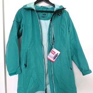 Helly Hansen teal rain jacket - small NWT